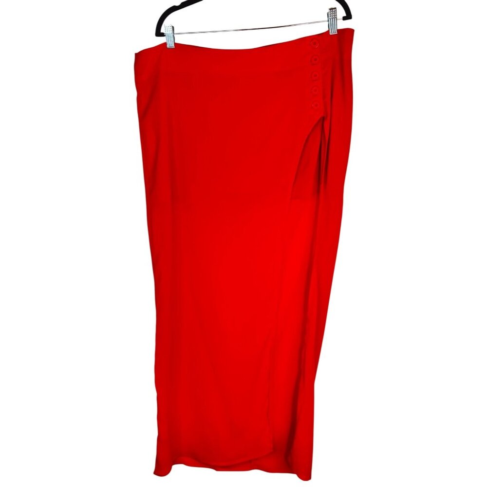 2/$30 NWT Red Choosy Size 20 Maxi Sheer Skirt Button Details Polyester Blend